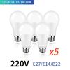 5pcs/lot LED Lamp E27 E14 LED Bulb 3W 6W 9W 12W 15W 18W 20W Lampara Lampada Led Light Bulbs 220V Bombillas Led Indoor Lighting