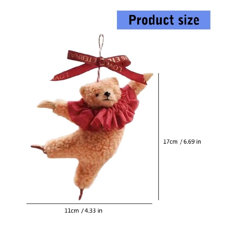Ballet Bear Keychain Plush Hanging Ornament for Bags Keys Car Interior Pendant Decoration Daily Use Keyring Accessories