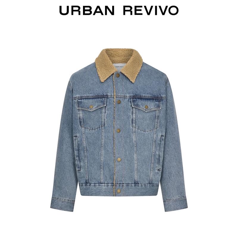 UR2025 Men's Color-Block Lapel Multi-Pocket Denim Jacket