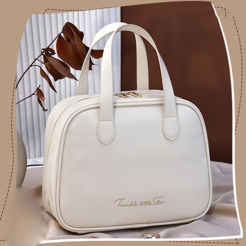 High Appearance  Large Capacity Pu Double Zipper Portable Makeup Bag Retro Travel Home Waterproof And Anti Fouling