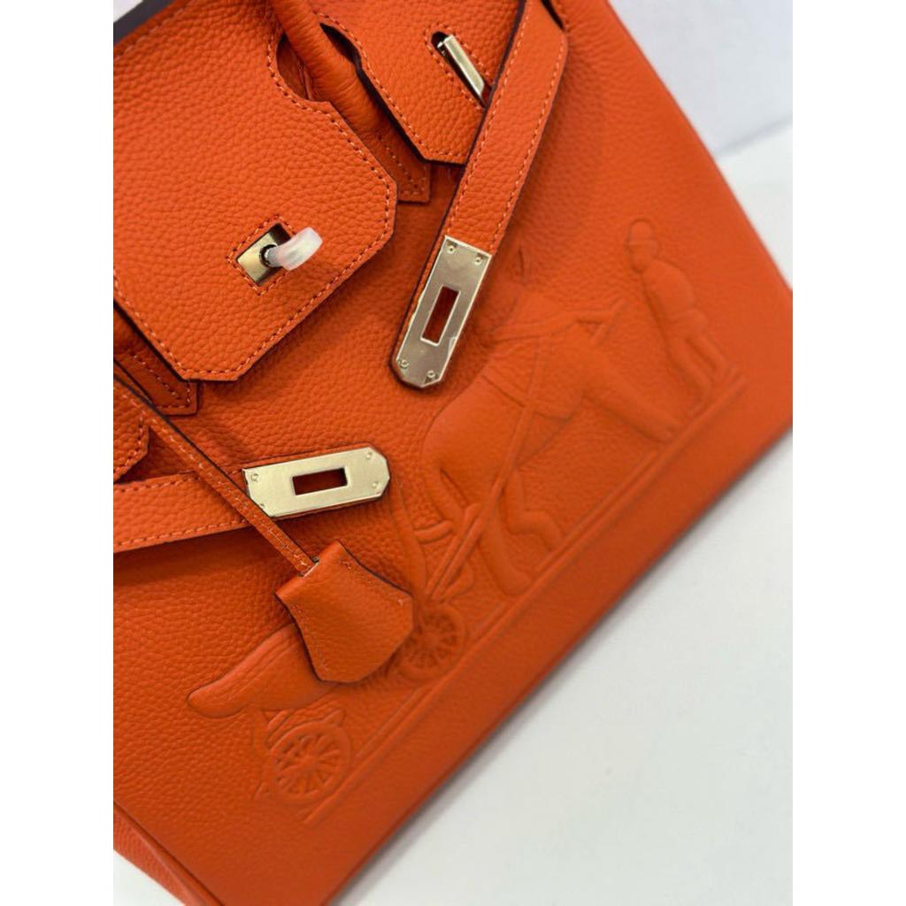 24 European and American Retro Horse Head Platinum Bag Leather Women's Bag Crossbody Bag Versatile Top Layer Bag Cowhide Bag 2024 Handheld