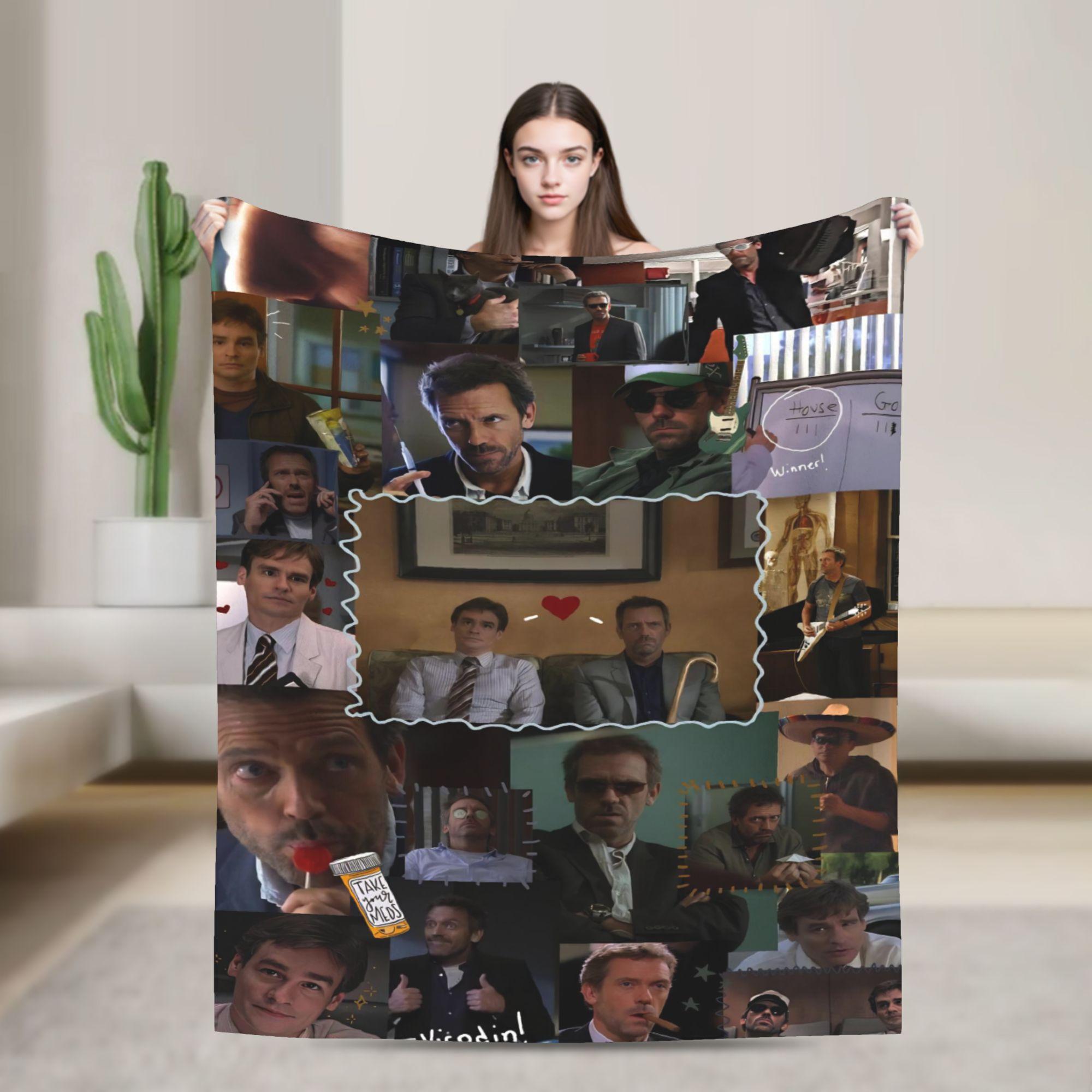 New Dr Gregory House Md Funny Meme Graphic Blanket Warm Soft Plush Throw Blanket For Home Decor Flannel Bedspread Bed Cover Size: 75*100cm, Weight: 230 GSM