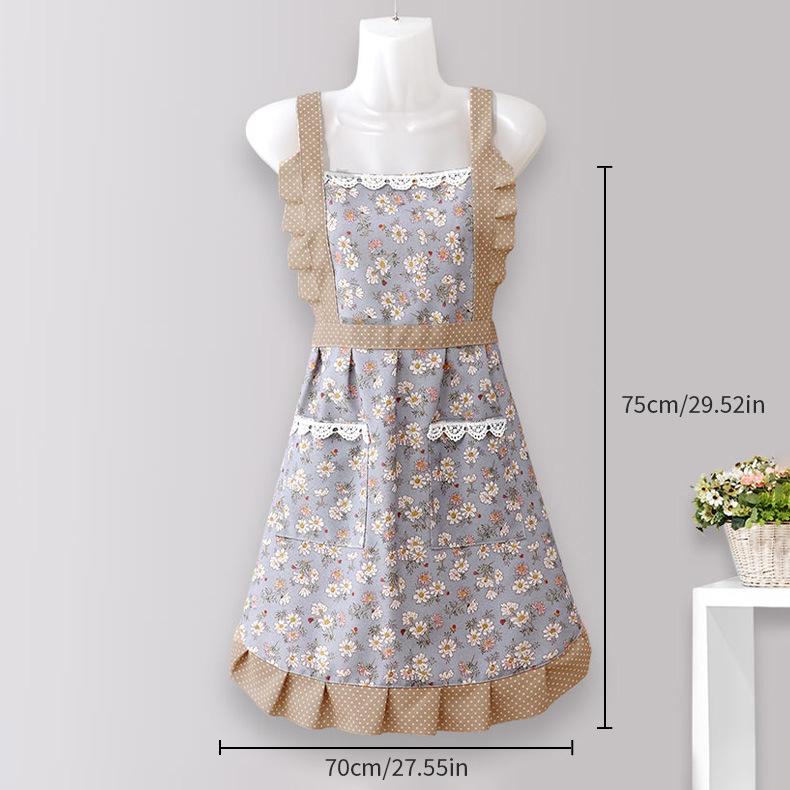 Atmungsaktive Schürze mit Prinzessinnenrock und Doppeltaschen für Damen, ideal zum Kochen in der Küche zu Hause. Antifouling- und strapazierfähige Arbeitskleidung.