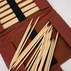 Double Pointed Head Knitting Needle 20cm Long Straight Wood Knitting Needle Set with Case for Knitting Weaving Project