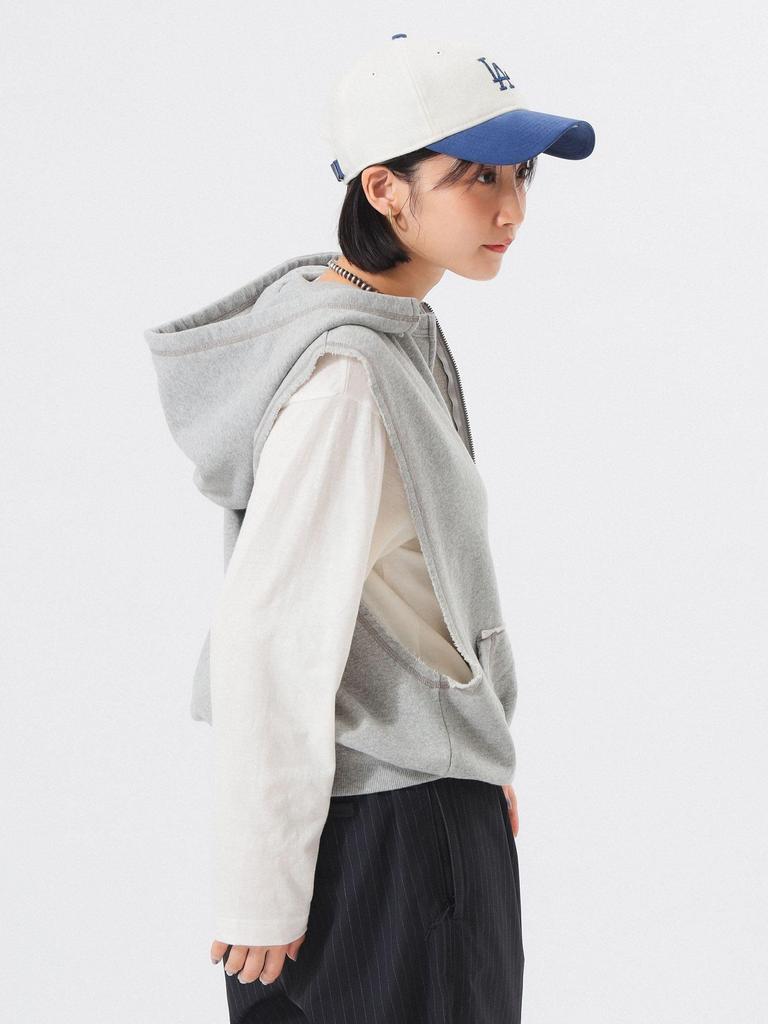 Beams Boy Women's Sleeveless Full-Zip Hoodie, T.GREY, One Size