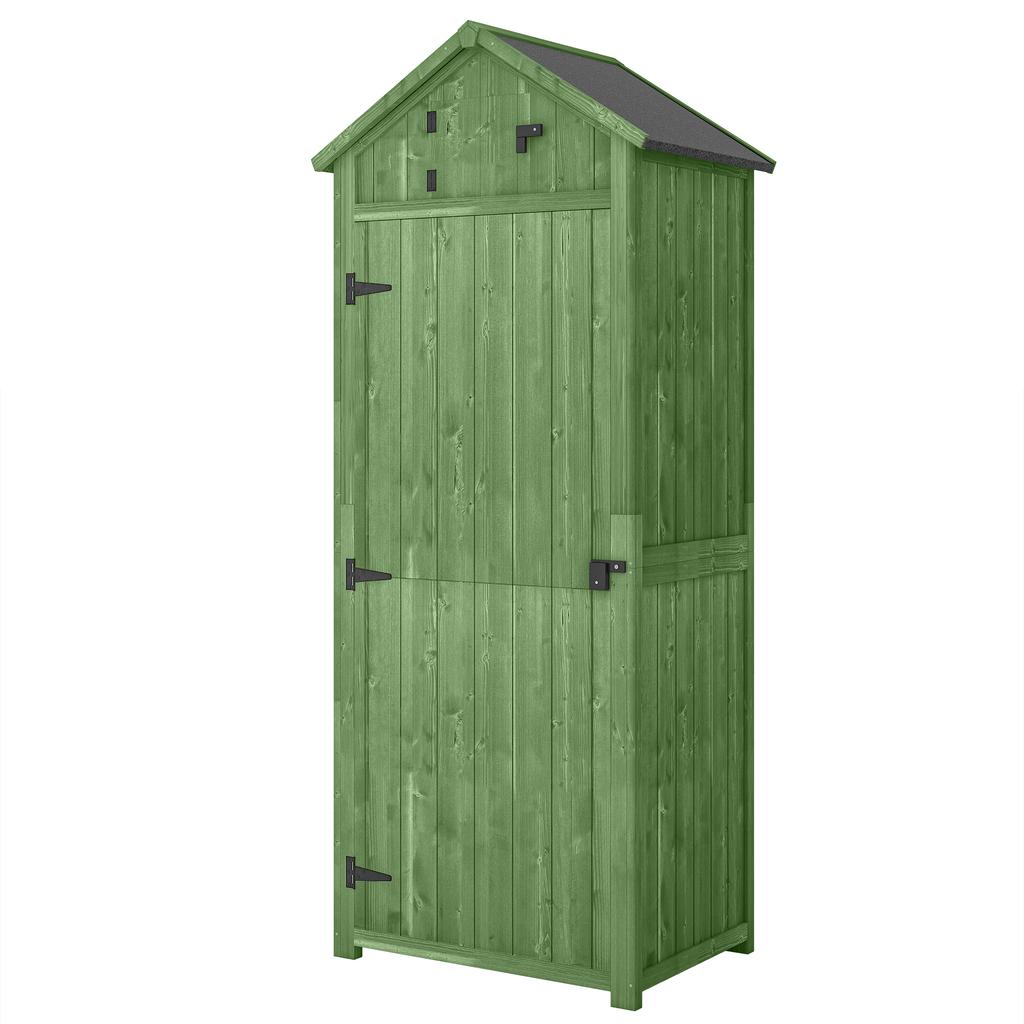 Small Shed, Tall Slim Wooden Garden Shed with 3 Removable Shelves and Roof Hatch
