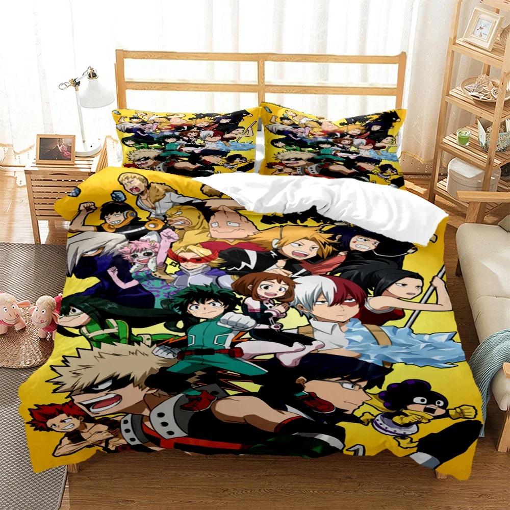 My Hero Anime Druck Dreiteiliges Bettwäscheset Mode Kinder Oder Erwachsene Für Betten Bettbezüge Kissenbezüge Bettwäscheset Geschenk