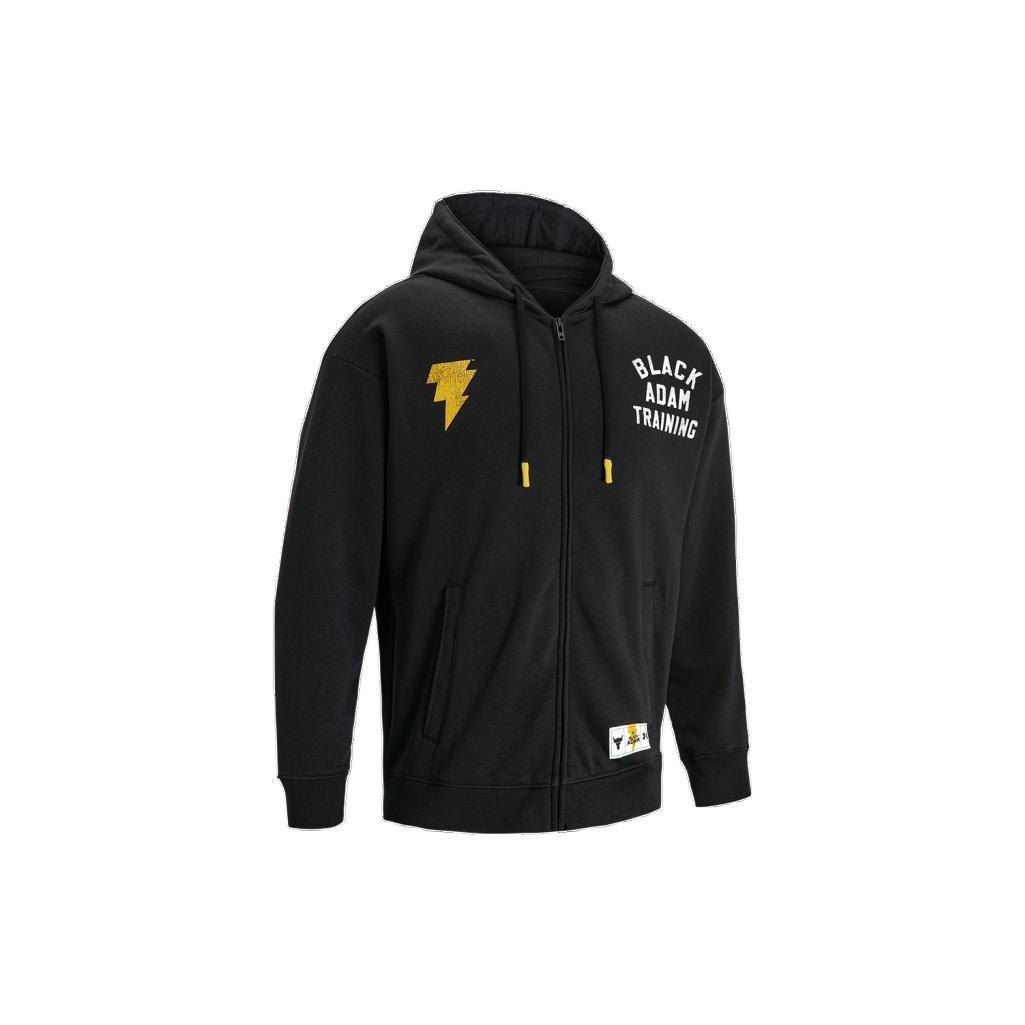 Under Armour Project Rock Black Adam Full Zip Rival Fleece Hoodie Black Yellow Men s 1377749-001 XXL