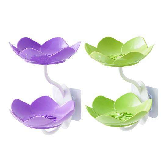 2/4Pcs Soap Box Double-Layer Design Suction Cup Soap Rack No Drilling Installation