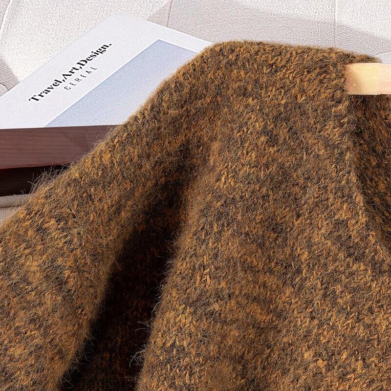 Women's Loose Fit Round Neck Long Sleeve Wool Blend Knitted Top