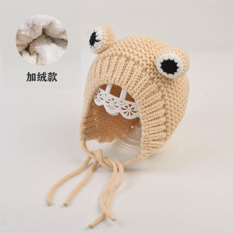 Baby Hat Autumn and Winter Infant Woolen Hat Frog Baby Hat Cute Super Cute Plus Velvet Warm Knitted Hat
