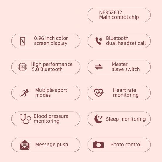 N8 Bluetooth-compatible Watch Multifunctional Health Monitoring Zinc Alloy 0.96 Inch Smart Watch