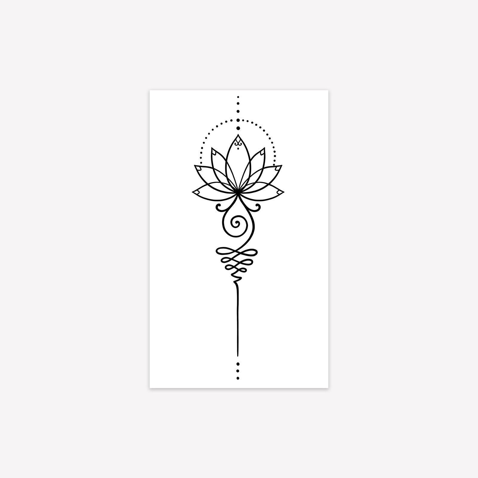 

Herbal Lotus Totem Tattoo Sticker Semi-Permanent Personality Spice Girl Tattoo Sticker Waterproof Long-Lasting Non-Reflective 9*15