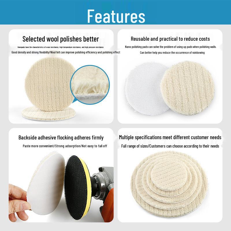 Nano Coated Marble Polishing & Waxing Pad - White Wool Scouring Pad