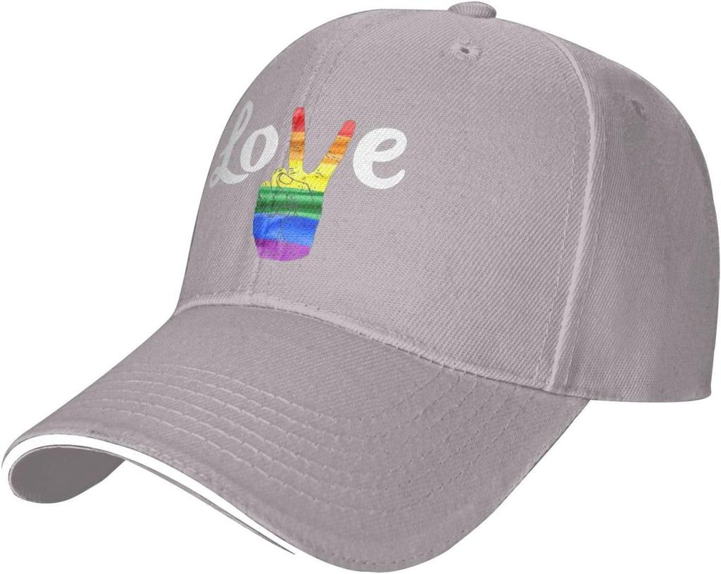LGBT Pride Love Rainbow Peace Sign Baseball Cap Adjustable Polyester Casual Adult Hat