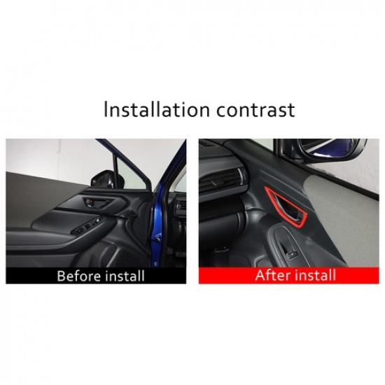 Red ABS Carbon Fiber Inner Car Door Handle Cover Trim for Subaru WRX -23