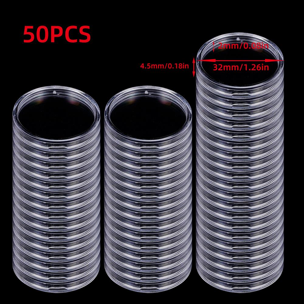 10/50/100Pcs 19-33mm Transparent Coin Cases Holder Coin Collecting Box Case Coins Storage Capsules Protection Boxes Container