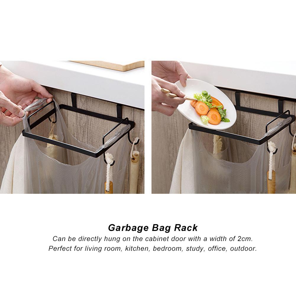 Household Hanging Iron Garbage Bag Rack Stand Bracket Trash Storage Holder Kitchen Accessory
