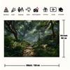 2D Woodland Forest Backdrop, Misty Green Path Background for Outdoor Themed Party