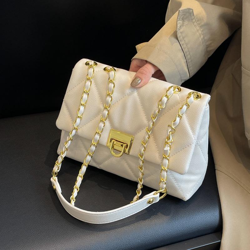 

Bag Women s New Trendy Versatile Chain Rhombus Messenger Bag Premium Textured Shoulder Small Square Bag белый