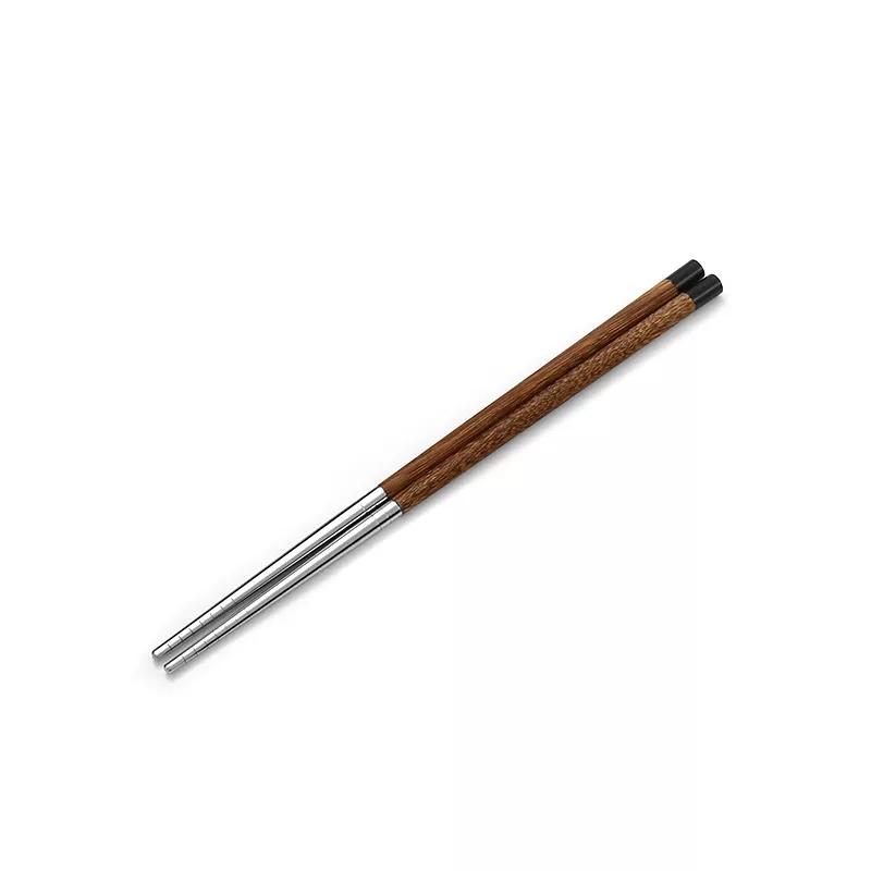 Wood Handle Chopsticks Stainless Steel Chopstiacks Household Pointy Chinese Chopsticks Sushi Tableware Non-slip Chopsticks Set