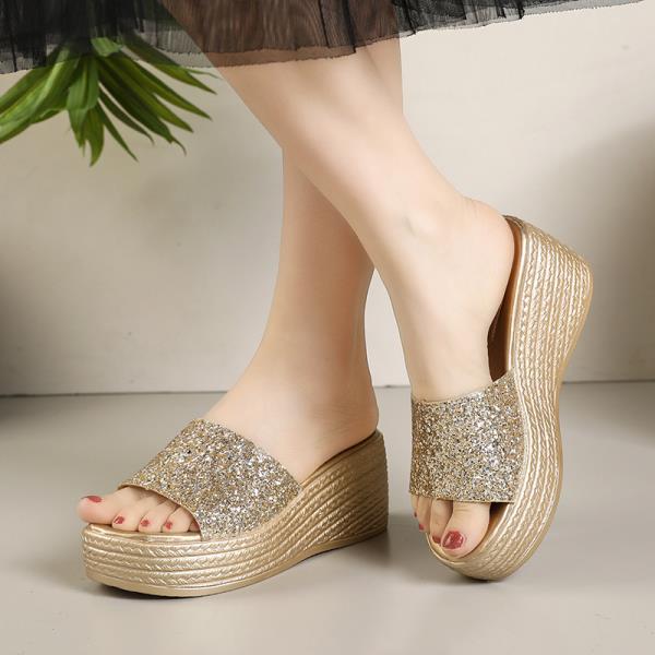 Fashion High-Heeled Shoes Lady Womens Slippers Outdoor Slides Platform On A Wedge Fashion Luxury Shoes Woman 2025 On A Wedge Slippers He