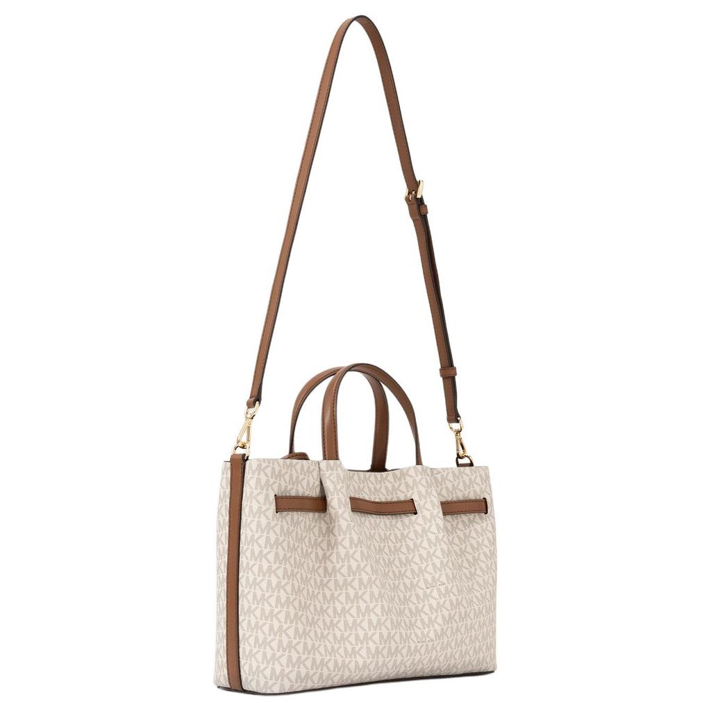 Michael Kors Medium Shoulder Tote Bag With Gold Hardware In Vanilla White And Acorn Brown Women handbags 35S5G2ZS3B-VANILLA