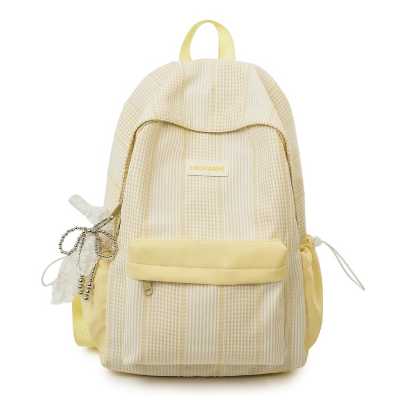 

Color Block Backpack College Style Student Schoolbag жовтий