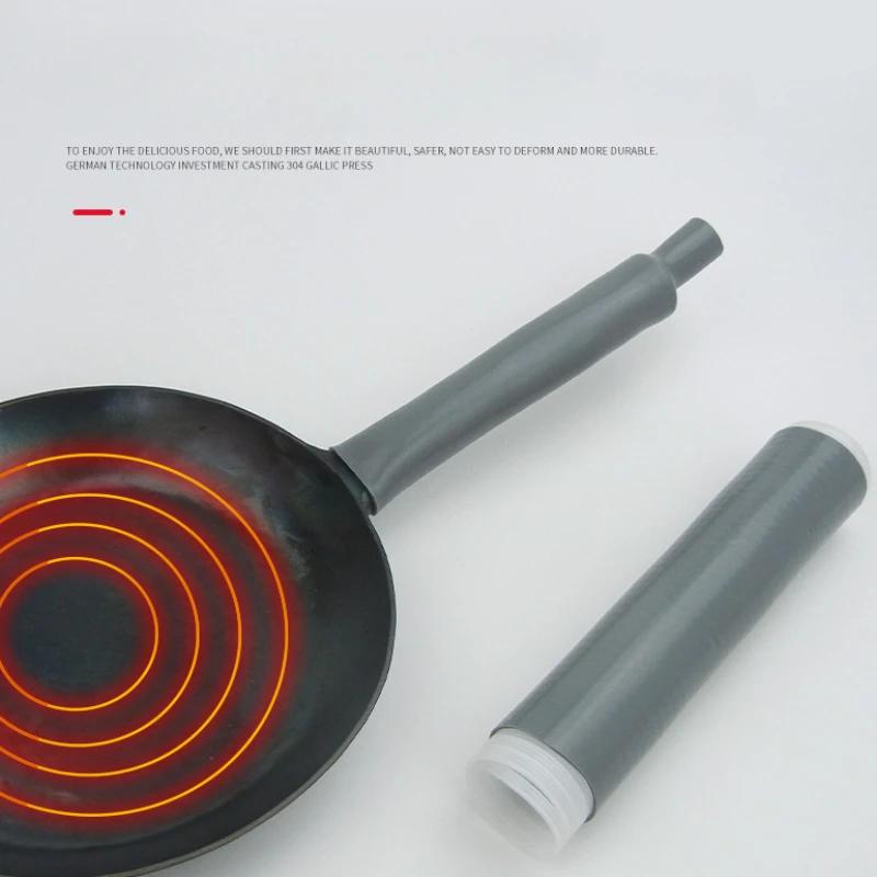 Wok Handle Heat Insulation Cover Handmade Iron Pot Anti-scalding Rubber Household Stainless Steel Milk Pan Frying Pan Set Dining