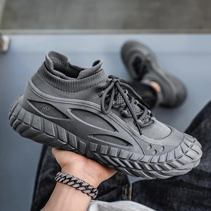 Fashion Casual Trendy Men's Shoes 2025 Knitted Breathable Lazy Shoes One Step Causal Outdoor Shoes Round Toe PVC Sole Non-Lace Up