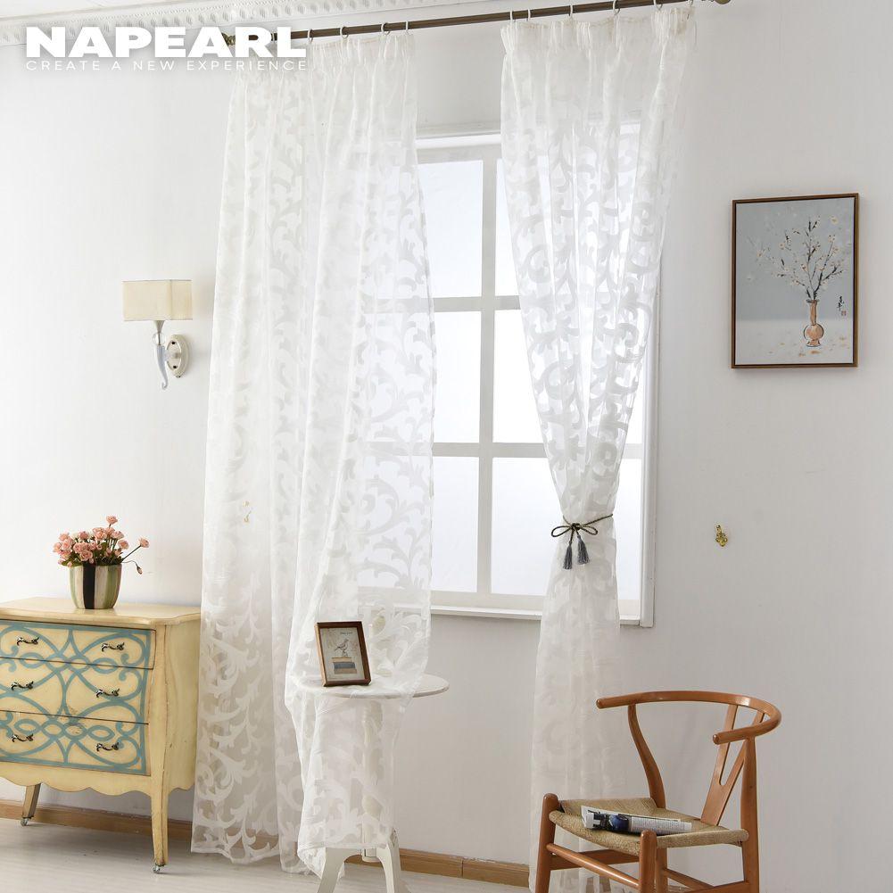 1 Stück NAPEARL Jacquard Durchsichtiger Tüll Fenstervorhang für Wohnzimmer Schlafzimmer Heimdekoration