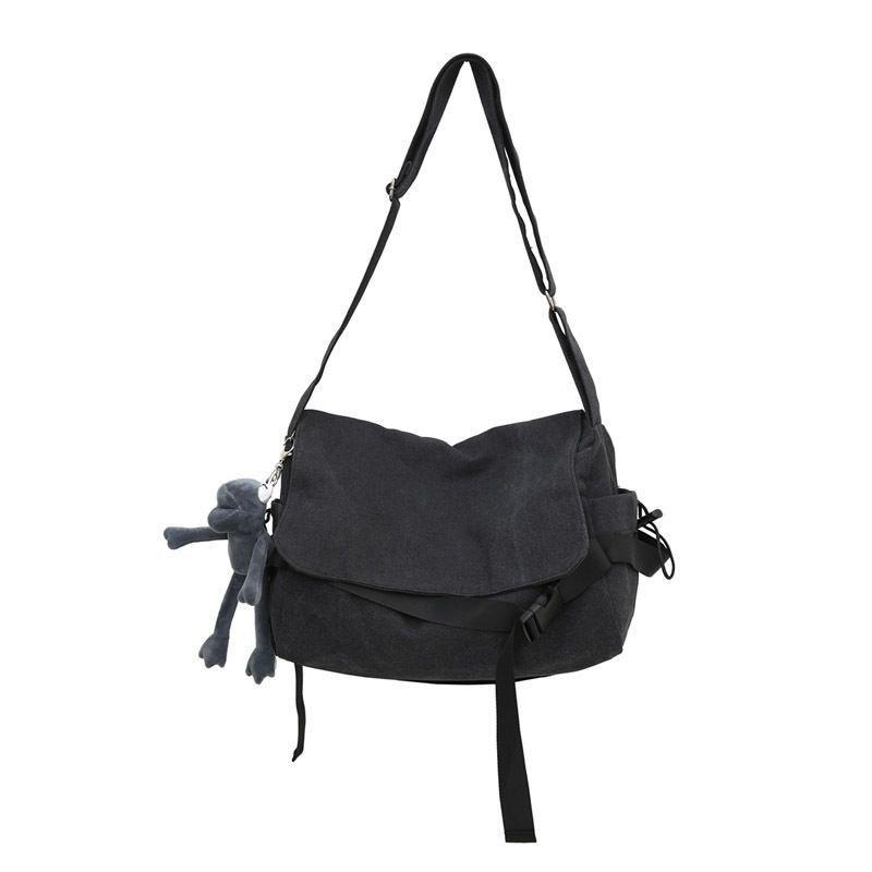 Canvas messenger bag boys trendy brand large capacity ins Japanese versatile retro backpack simple casual men