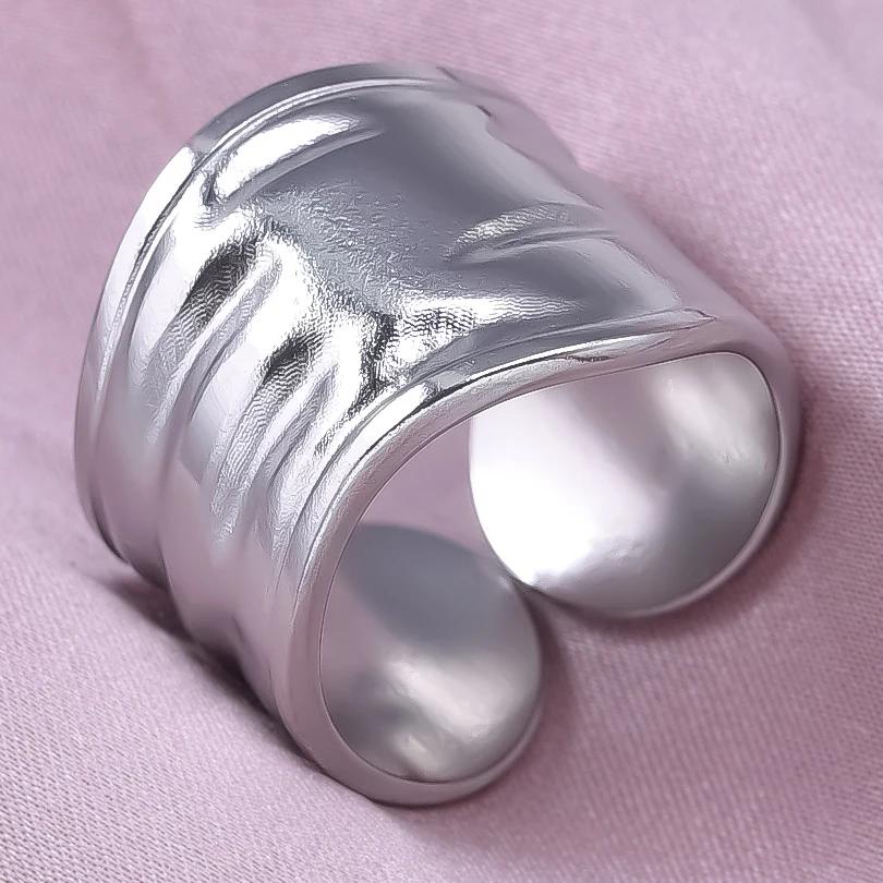 Chunky Unevenness Wide Ring Open Stainless Steel Rings For Women Men Accessories Indian Jewelry Vintage Finger Bague Femme Gift