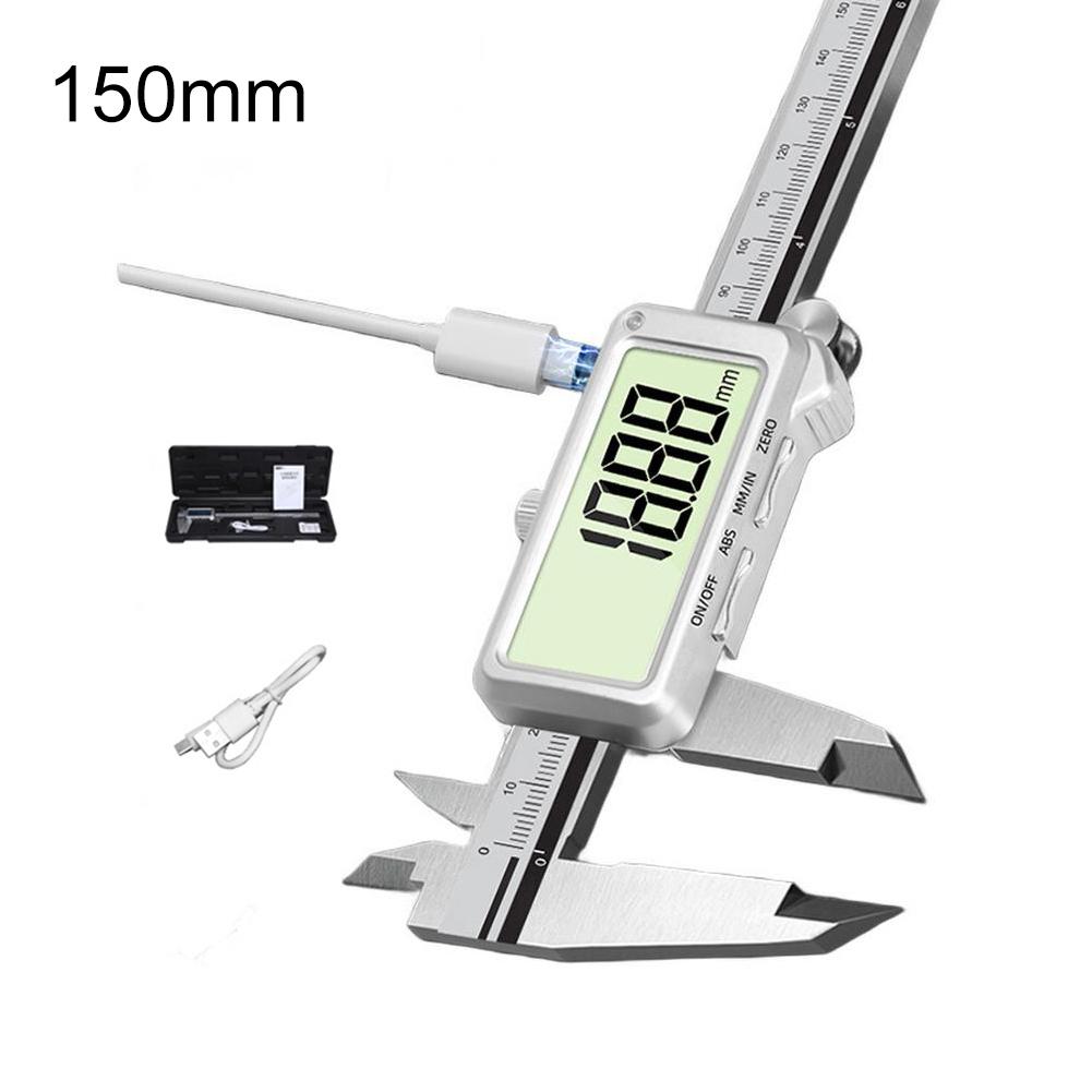 Перезаряжаемый электронный цифровой штангенциркуль (150/200/300мм), Нержавеющая сталь, HD полноэкранный штангенциркуль