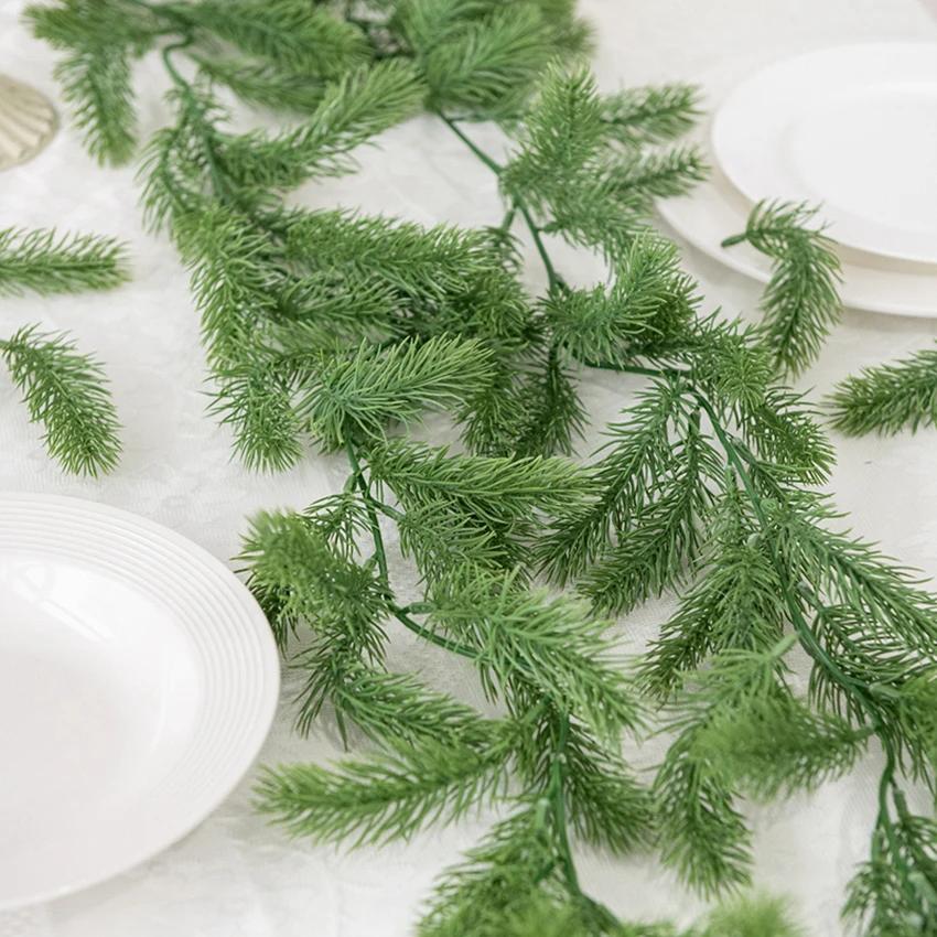 2M Mesh Pine Leaves Artificial Plants Christmas tree decoration Grass vine skewers Outdoor garden Home Wedding Photography props