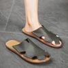 Fashion Men's Big Size Handmade Premium Leather Closed-Toe Sandals Summer Breathable Comfortable Flats Outdoor Daily Slippers Male Shoes