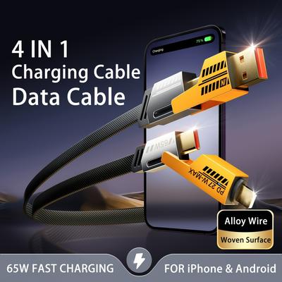 4-in-1 Super Fast Charging Cable PD 27W Dual Type-C 65W Fast Charging Multifunctional Data Cable