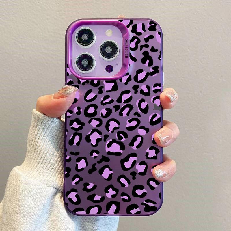 Fashion Brown Leopard Phone Case For iPhone 14 15 Plus 11 12 Pro 13 ProMax Max for iPhone14/15Plus Laser Plated Silicone Cover