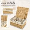 3Pcs Rattan Woven Storage Basket Stackable Food Towels Clothing Basket Cosmetic Rectangular Storage Box Home Kitchen Supplies