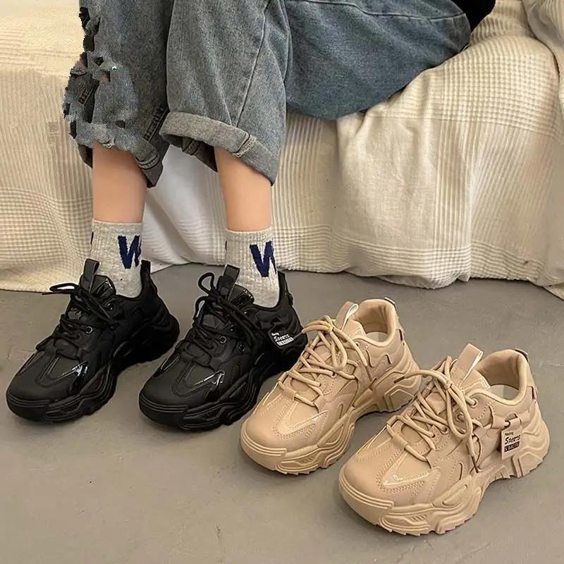 Casual Platform Sneakers for Women Spring Autumn New Chunky Platform Women Sports Shoes Fashion Thick Bottom PU Leather Sneakers