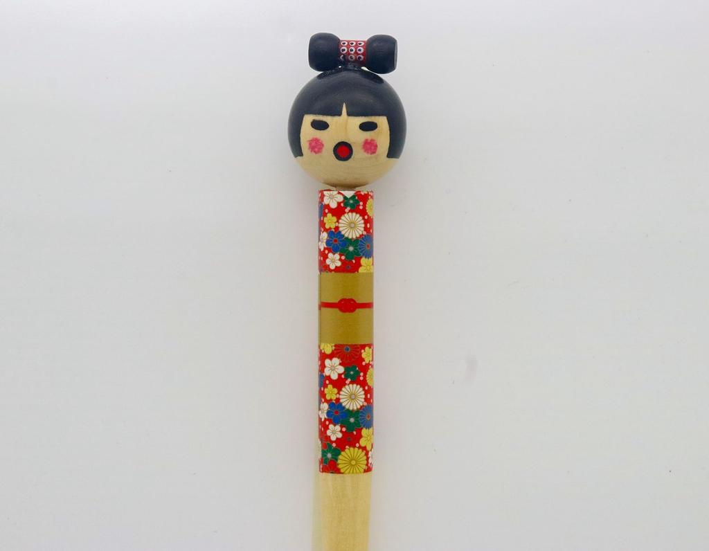 Traditional folk art Japanese souvenir Kokeshi ballpoint pen set of 12 3 3 (6 red, blue, yellow)