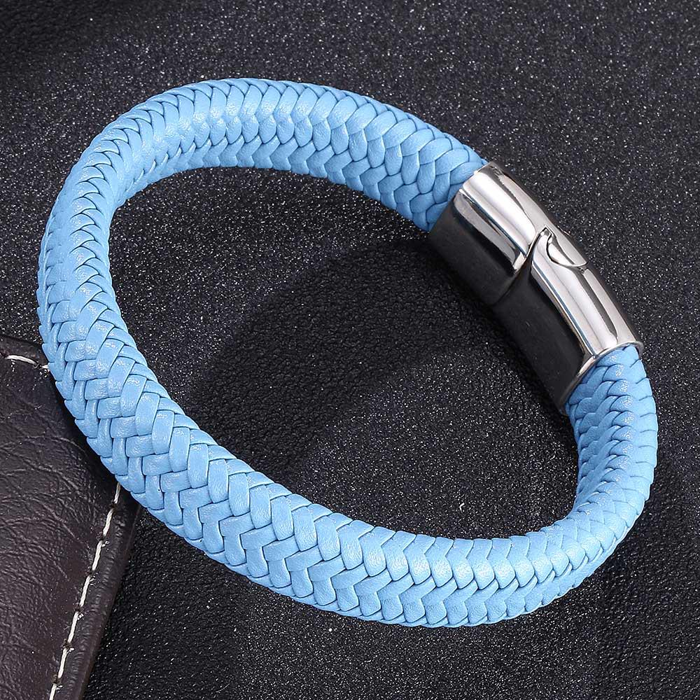 WISH Popular Men's Titanium Steel Leather Fashion Bracelet Accessories