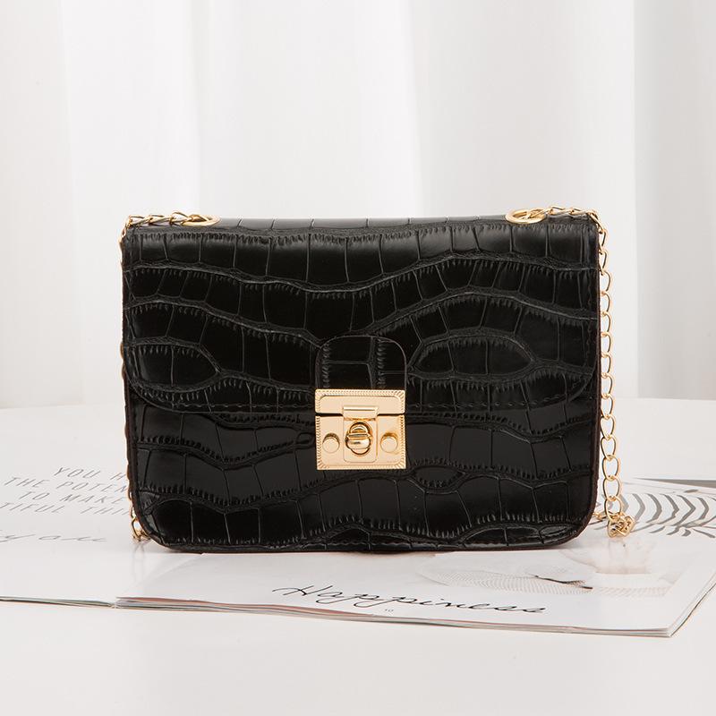 Guangzhou Women's Bag Winter Crocodile Pattern Lock Chain Small Square Bag Single Shoulder Oblique Span Candy Color Mobile Phone Bag
