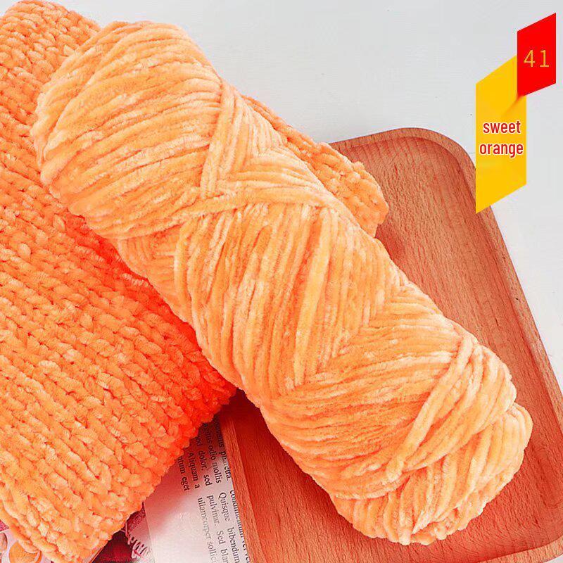 Chenille Golden Silk Velvet Yarn Ball - Medium Thick Glossy Yarn for Hand Knitting and Crochet Slippers.