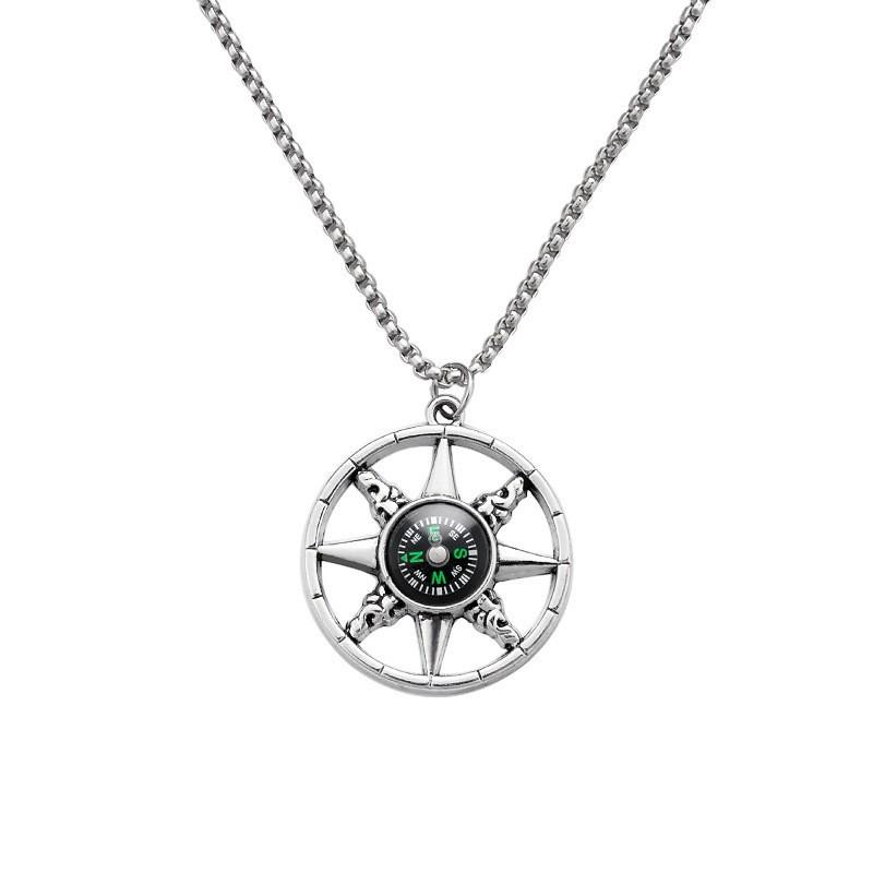 Compass Titanium Steel Men's Ins Cold Style Hip-hop Long Sweatshirt Chain Simple Temperament Accessories Pendant Necklace