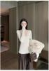 Velvet Washed V-Neck Slim-Fit Knit Top - Long Sleeve, Textured, High-End for Autumn/Winter 2026