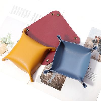 1 Pcs Nordic PU Leder Lagerung Box Desktop Storage Tray Schmuck Kosmetik Schlüssel Sachen Lagerung Korb Klapptisch Organizer Fall