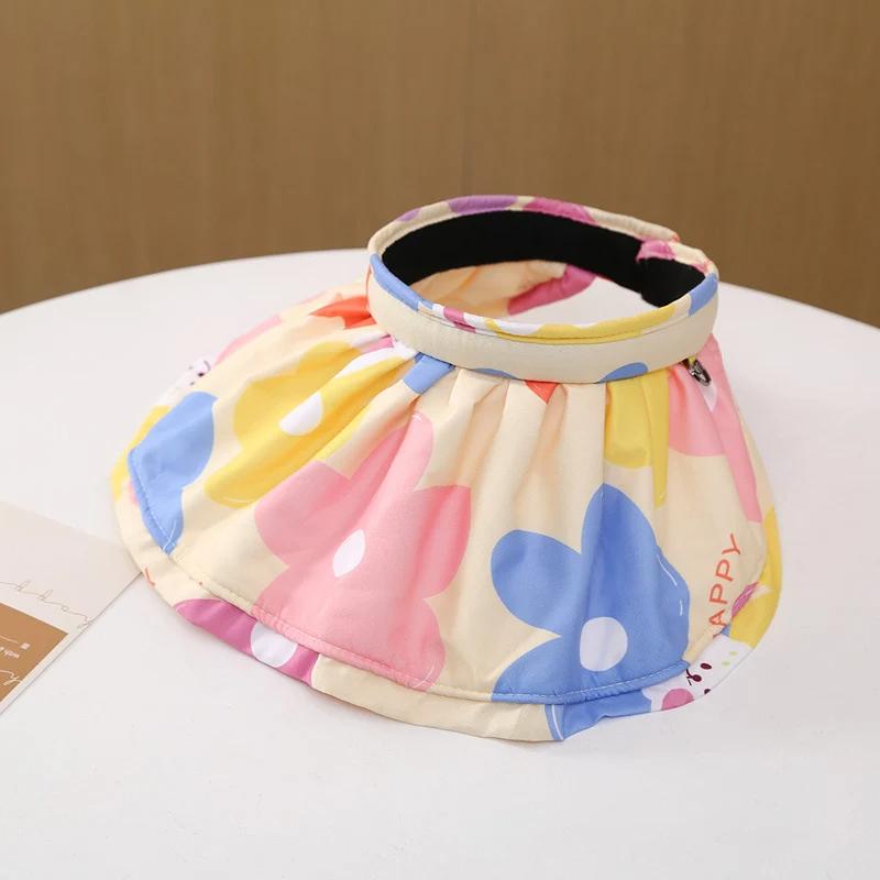 Summer Kids Sun Hats for Girls Boys Cartoon Children Visor Cap Beach Travel Big Brim Child Panama Hats 2-14Y