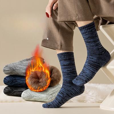 Men's Mid-calf Socks for Autumn and Winter, Men's Fleece and Thickened Warm Sleeping Floor Socks