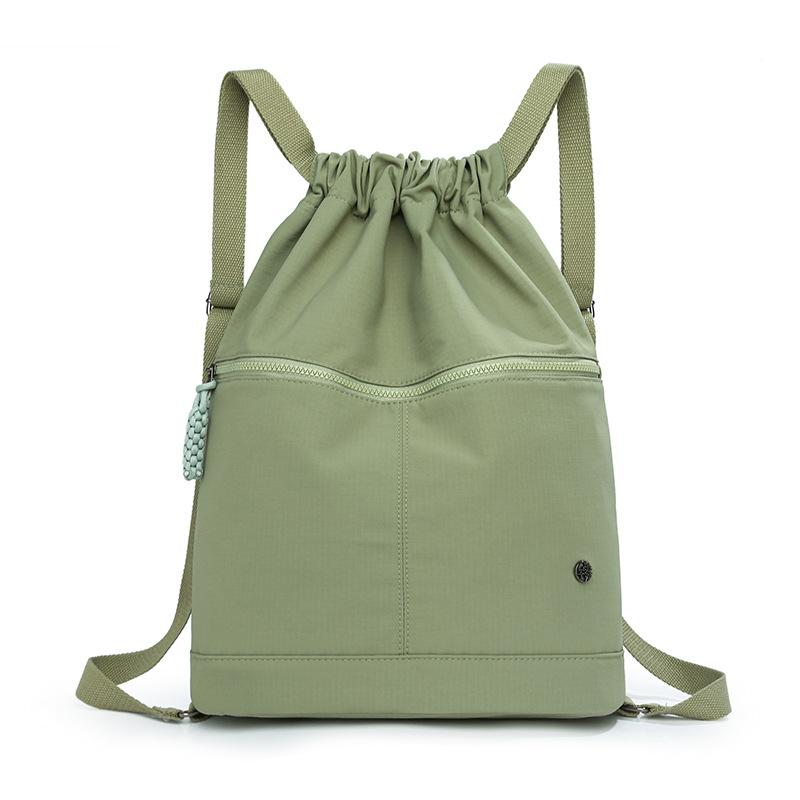 Lightweight Drawstring Pocket Solid Color Sports Backpack Women's Large Capacity Fitness Drawstring Backpack